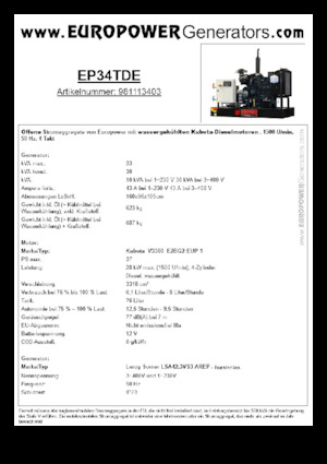 Dizelski generatori Europower EP34TDE (LS)