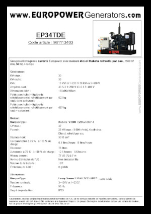 Dizelski generatori Europower EP34TDE (LS)