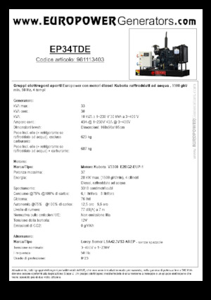 Dizelski generatori Europower EP34TDE (LS)