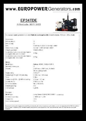 Dizelski generatori Europower EP34TDE (LS)