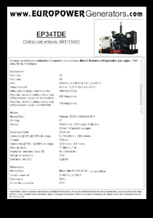 Dizelski generatori Europower EP34TDE (MA)