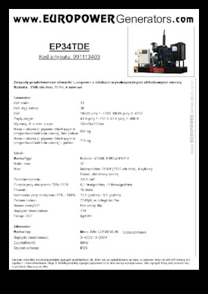 Dizelski generatori Europower EP34TDE (MA)