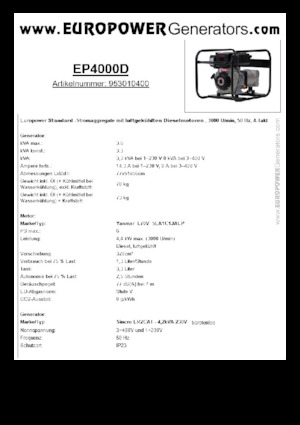 Dizelski generatori Europower EP4000D (S)