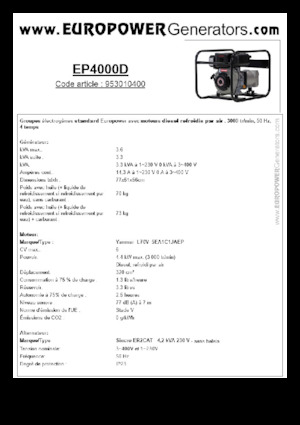 Dizelski generatori Europower EP4000D (S)