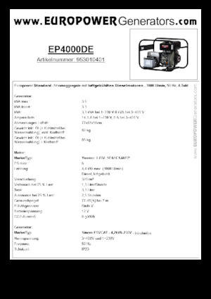 Dizelski generatori Europower EP4000DE (S)