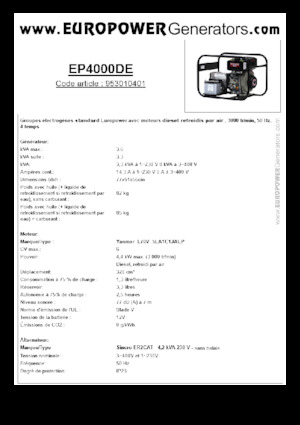 Dizelski generatori Europower EP4000DE (S)