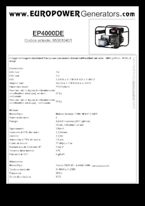 Dizelski generatori Europower EP4000DE (S)