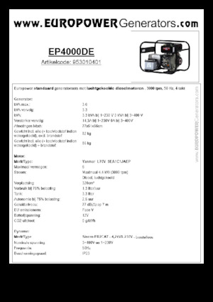 Dizelski generatori Europower EP4000DE (S)