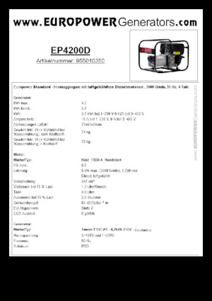 Dizelski generatori Europower EP4200D (S)