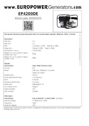 Dizelski generatori Europower EP4200DE (S)