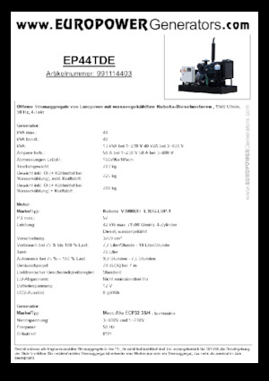 Dizelski generatori Europower EP44TDE (MA)