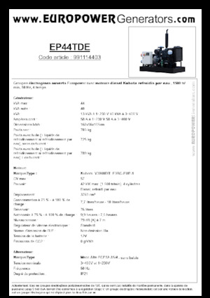 Dizelski generatori Europower EP44TDE (MA)