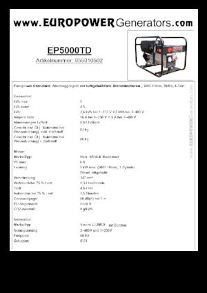 Dizelski generatori Europower EP5000TD (S)