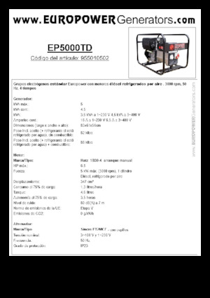 Dizelski generatori Europower EP5000TD (S)