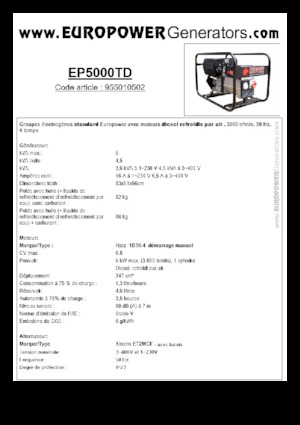 Dizelski generatori Europower EP5000TD (S)