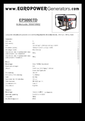 Dizelski generatori Europower EP5000TD (S)