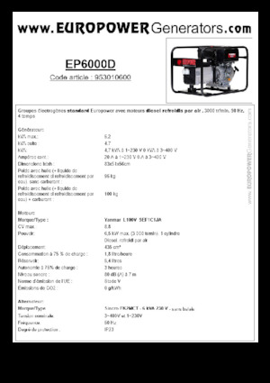 Dizelski generatori Europower EP6000D (S)