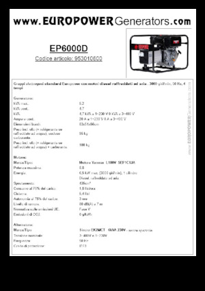 Dizelski generatori Europower EP6000D (S)