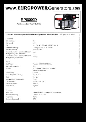 Dizelski generatori Europower EP6000D (S)