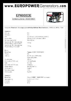 Dizelski generatori Europower EP6000DE (S)