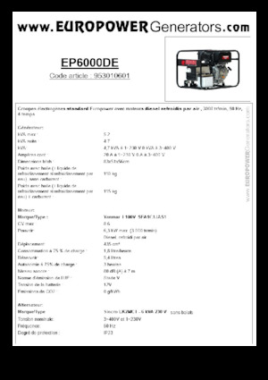 Dizelski generatori Europower EP6000DE (S)