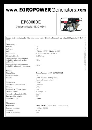 Dizelski generatori Europower EP6000DE (S)