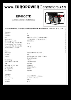 Dizelski generatori Europower EP6000TD (S)