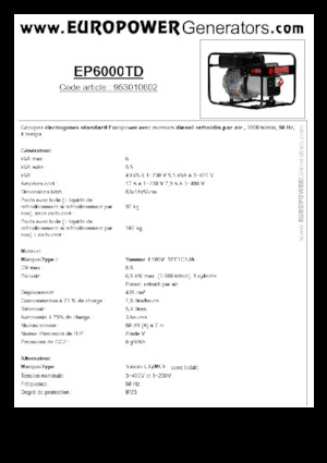 Dizelski generatori Europower EP6000TD (S)