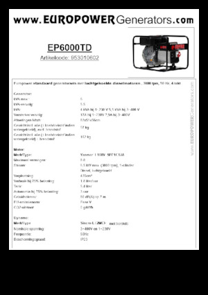 Dizelski generatori Europower EP6000TD (S)