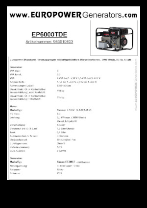 Dizelski generatori Europower EP6000TDE (S)