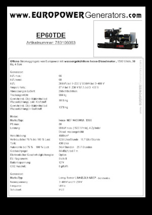 Dizelski generatori Europower EP60TDE (LS)