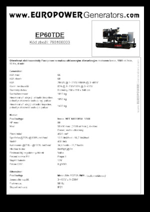 Dizelski generatori Europower EP60TDE (MA)