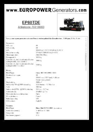 Dizelski generatori Europower EP60TDE (MA)