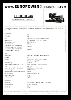Dizelski generatori Europower EP60TDE-3A (LS)
