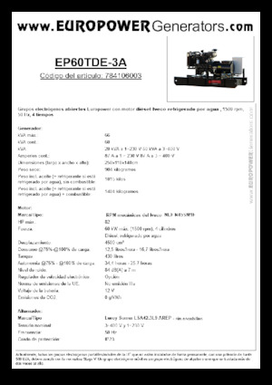 Dizelski generatori Europower EP60TDE-3A (LS)