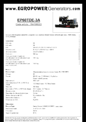 Dizelski generatori Europower EP60TDE-3A (LS)