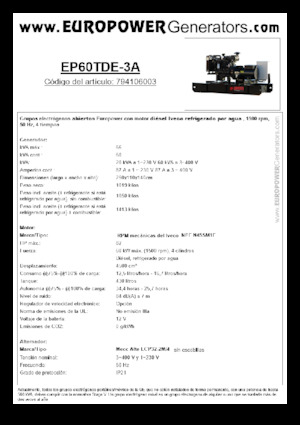 Dizelski generatori Europower EP60TDE-3A (MA)