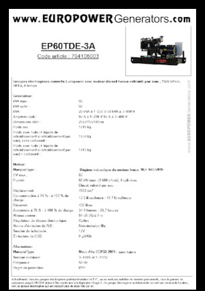 Dizelski generatori Europower EP60TDE-3A (MA)