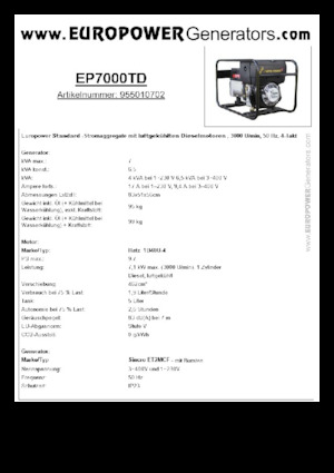 Dizelski generatori Europower EP7000TD (S)