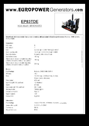 Dizelski generatori Europower EP83TDE (S)