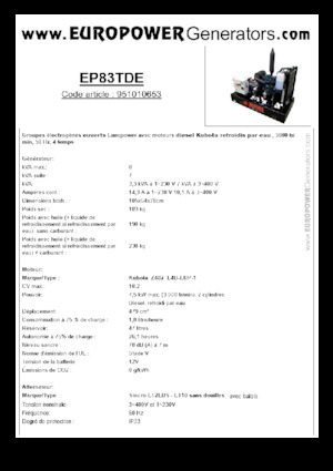 Dizelski generatori Europower EP83TDE (S)