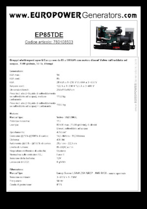 Dizelski generatori Europower EP85TDE (LS)
