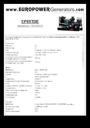 Dizelski generatori Europower EP85TDE (LS)