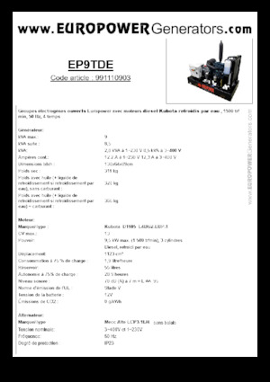 Dizelski generatori Europower EP9TDE (MA)