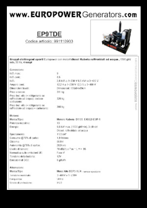 Dizelski generatori Europower EP9TDE (MA)