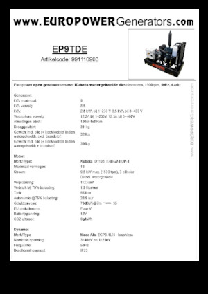 Dizelski generatori Europower EP9TDE (MA)