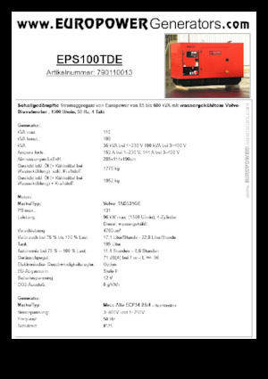 Dizelski generatori Europower EPS100TDE (MA)