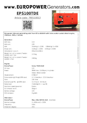 Dizelski generatori Europower EPS100TDE (MA)