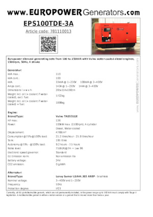Dizelski generatori Europower EPS100TDE-3A (LS)
