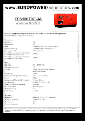 Dizelski generatori Europower EPS150TDE-3A (MA)